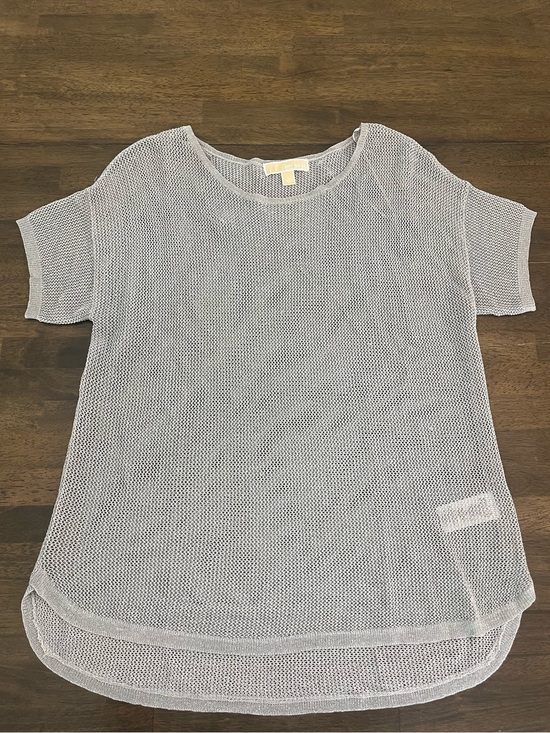 Michael Kors Tops - Michael Kors Womens Metallic Tee Short Sleeves Silver Gray Large